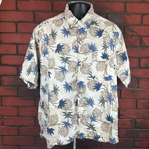 Untied Men's XL Leaf‎ Print Short Sleeve Button Down – Casual, Summer